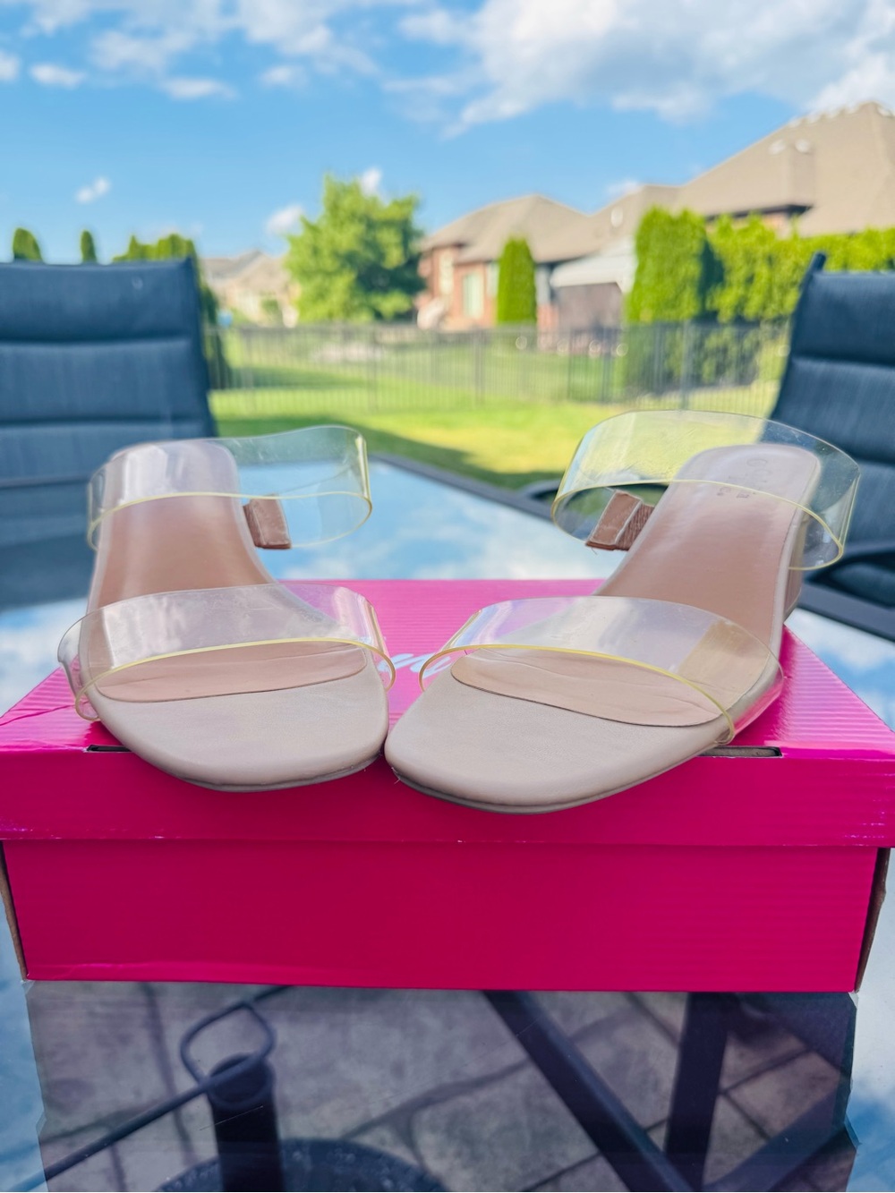 Neutral Clear-Strap Beige Mules - Minimal Womens Slides